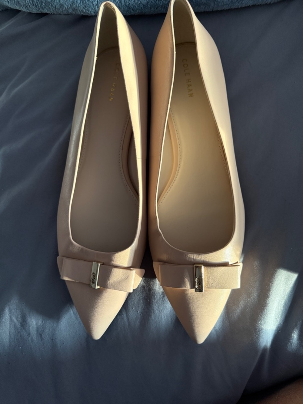 Cole Haan Women's Pointed Bow Flats in Blush Pink